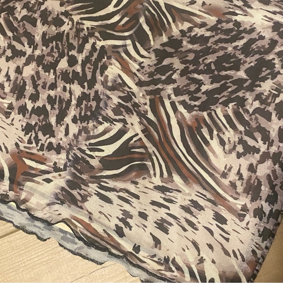 NOT PHASED MESH MINI SKIRT NEUTRAL LEOPARD BLUR - Picture 10 of 10